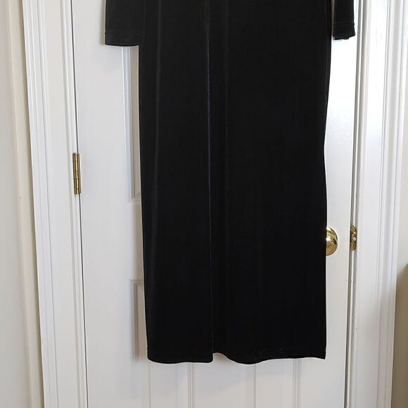 Vintage K C Spencer Mandarin Collar Velvet Maxi Dress Size 12 - Picture 3 of 11